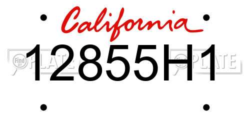 12855H1 California License Plate