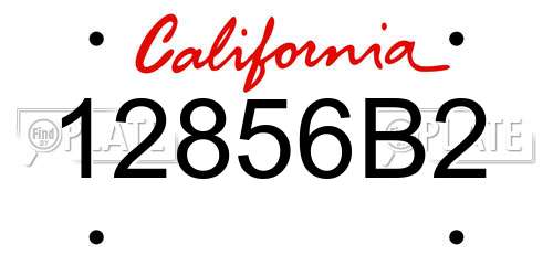 12856B2 California License Plate