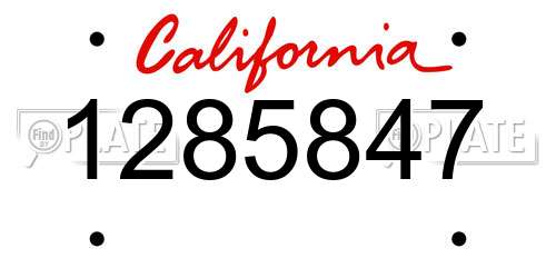 1285847 California License Plate