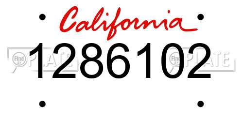 1286102 California License Plate