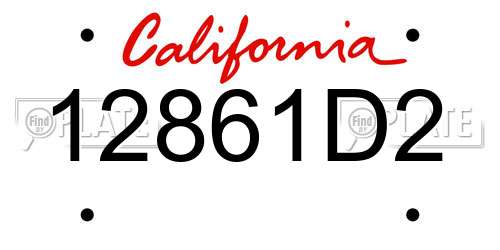 12861D2 California License Plate