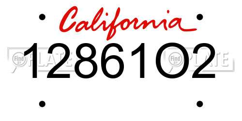 12861O2 California License Plate