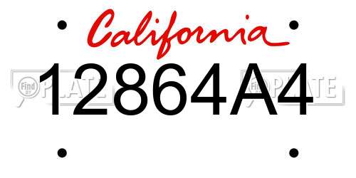12864A4 California License Plate