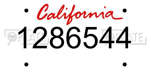 1286544 California License Plate