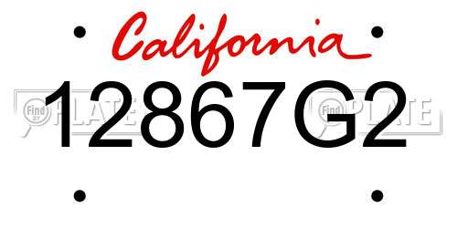 12867G2 California License Plate
