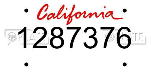 1287376 California License Plate