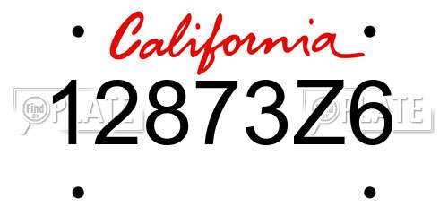 12873Z6 California License Plate