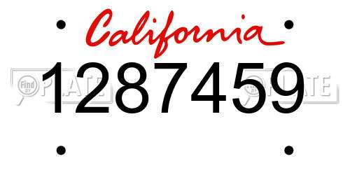 1287459 California License Plate