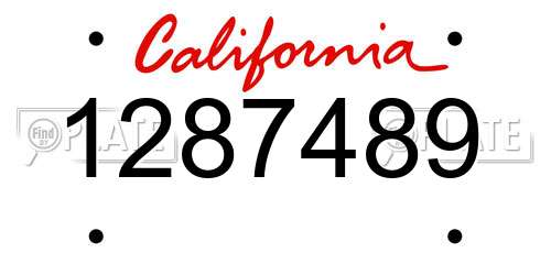 1287489 California License Plate