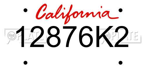 12876K2 California License Plate