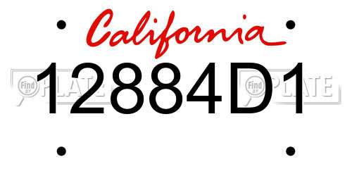 12884D1 California License Plate