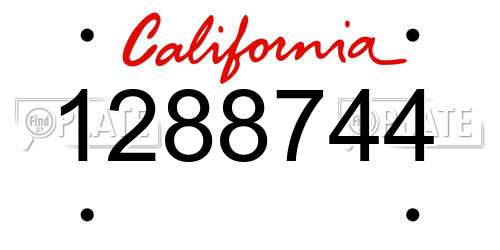 1288744 California License Plate