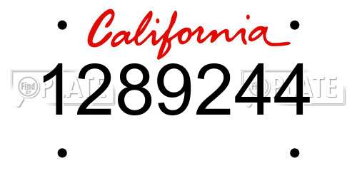 1289244 California License Plate
