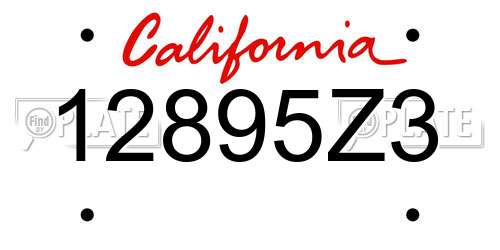 12895Z3 California License Plate