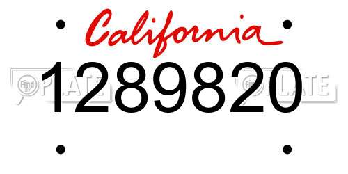 1289820 California License Plate