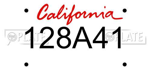 128A41 California License Plate