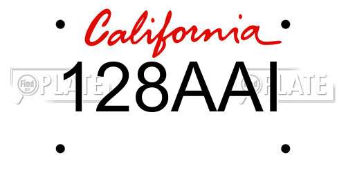 128AAI California License Plate