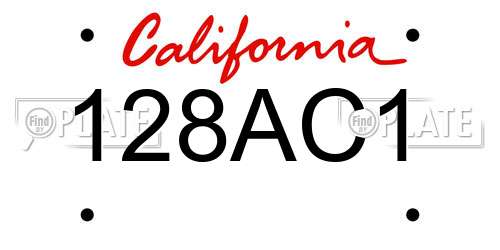 128AC1 California License Plate