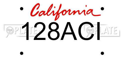 128ACI California License Plate