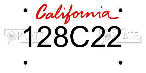 128C22 California License Plate