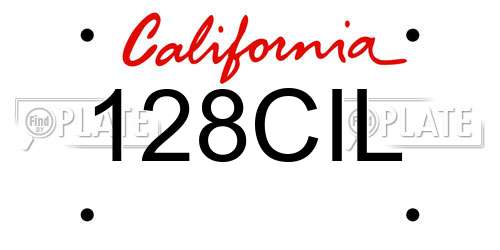 128CIL California License Plate