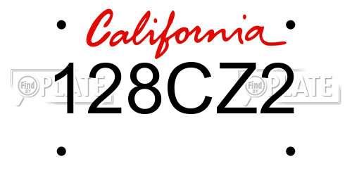 128CZ2 California License Plate