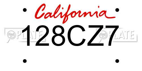 128CZ7 California License Plate