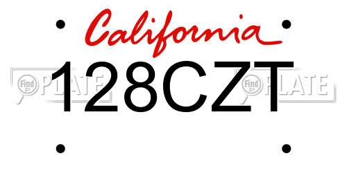 128CZT California License Plate