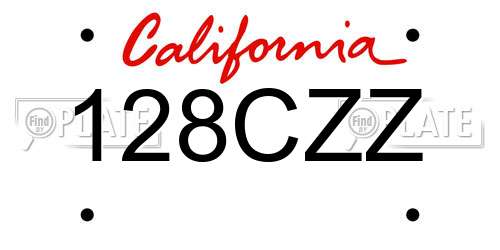 128CZZ California License Plate