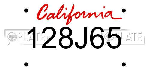 128J65 California License Plate
