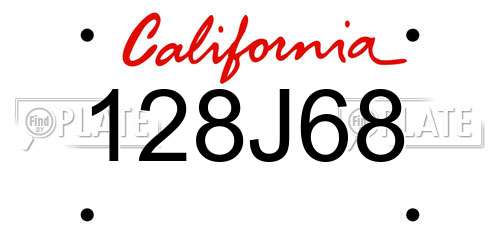 128J68 California License Plate