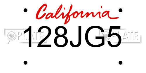 128JG5 California License Plate