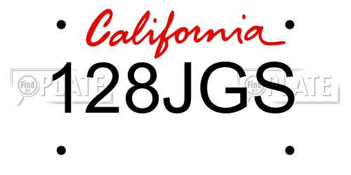 128JGS California License Plate
