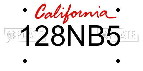 128NB5 California License Plate