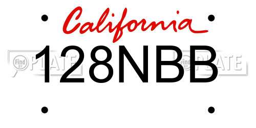 128NBB California License Plate