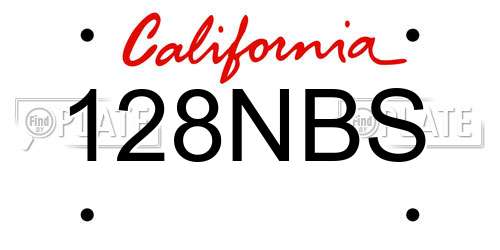 128NBS California License Plate