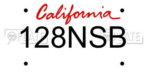 128NSB California License Plate