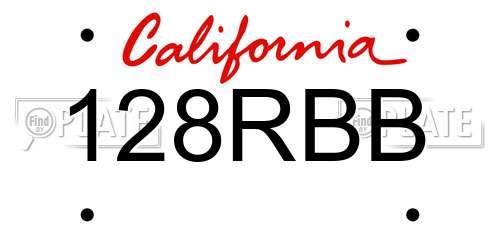 128RBB California License Plate