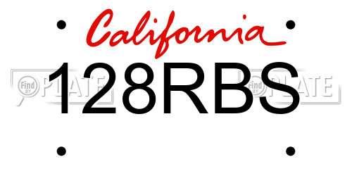 128RBS California License Plate