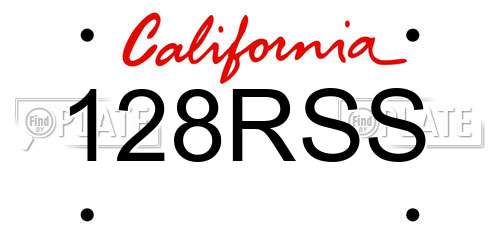 128RSS California License Plate