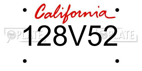 128V52 California License Plate