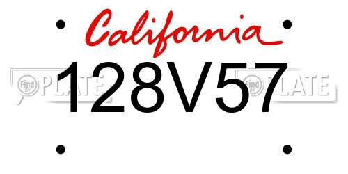 128V57 California License Plate