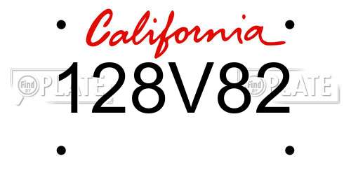 128V82 California License Plate