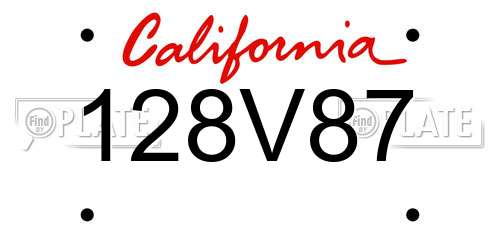 128V87 California License Plate