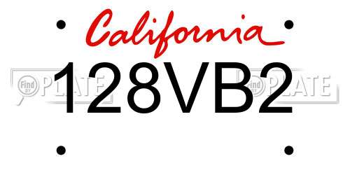 128VB2 California License Plate