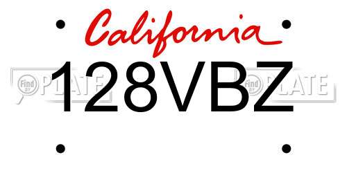 128VBZ California License Plate