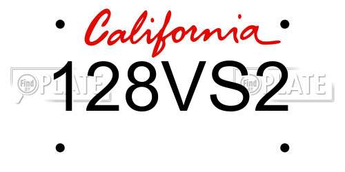 128VS2 California License Plate