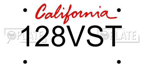 128VST California License Plate