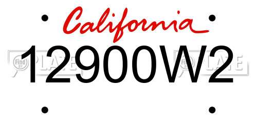 12900W2 California License Plate