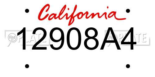12908A4 California License Plate